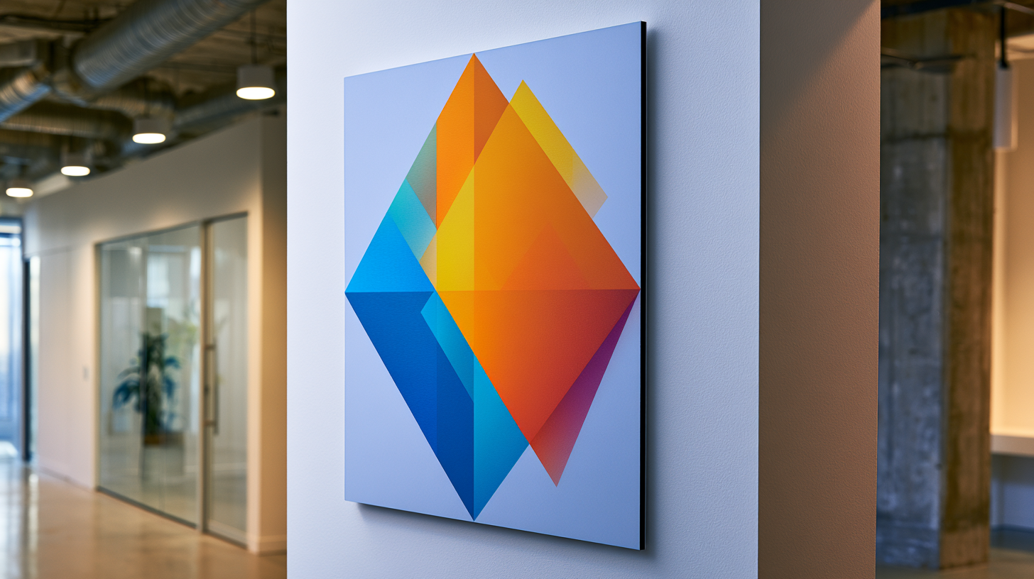 Printed flat logo panel in modern office